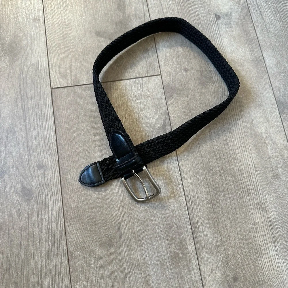 Vintage Boys Black Woven Braided Leather Belt Size Small “Jake” Engraved